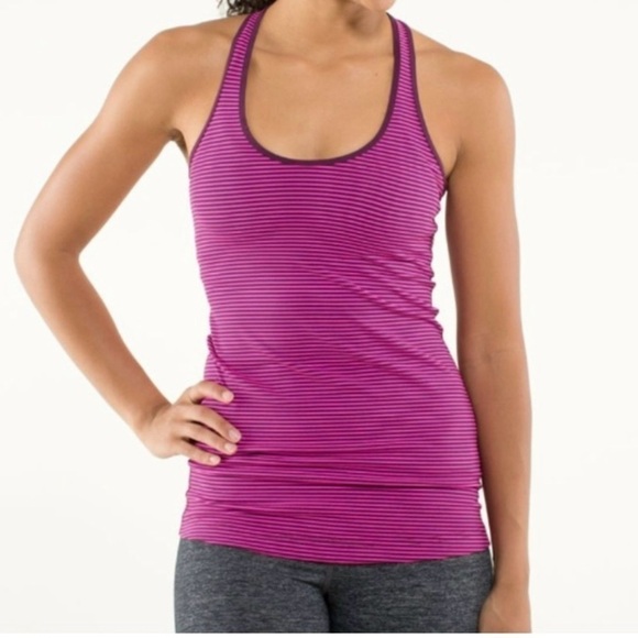 🎈LULULEMON Cool  Racerback Tank
Hyper Stripe Raspberry Glo Pink Plum - Picture 1 of 5